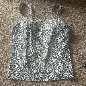 Lands' End Black and White Patterned Swim Camisole